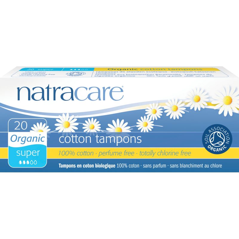 Natracare - tampony higieniczne niebielone chlorem, Super, 20  sztuk