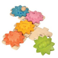 Drewniane puzzle - koła zębate, standard, 2y+, Plan Toys