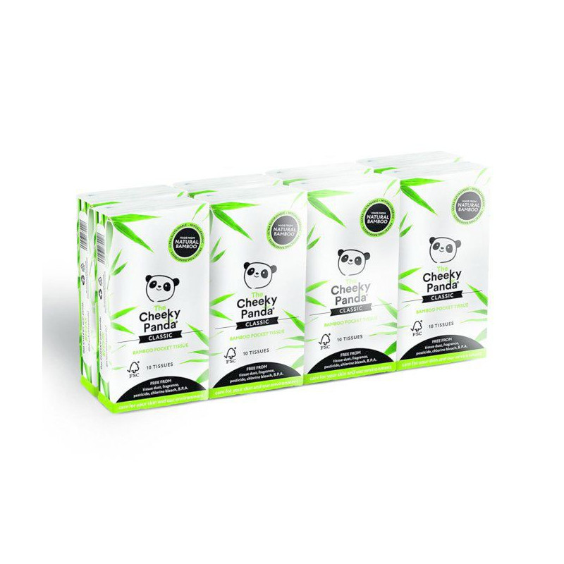 Bambusowe chusteczki higieniczne, kieszonkowe, 8x10 szt., The Cheeky Panda