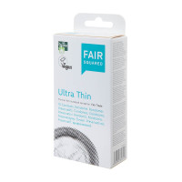 Prezerwatywy ULTRA THIN, cienkie, przezroczyste z naturalnego lateksu, nawilżane, certyfikowane FAIR RUBBER, 10szt, Fair Squared