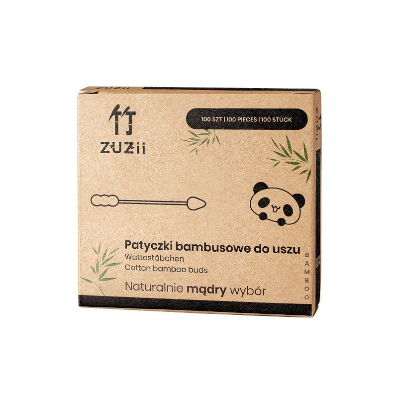 Patyczki kosmetyczne bambusowe z bawełną w kształcie bałwanka/szpicu, 100 szt., Zuzii