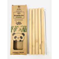 Bambusowe wielorazowe słomki do picia gęstych napoi "bez skóry", 100% biodegradowalne, 5 sztuk + czyścik, Zuzii