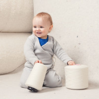 Bardzo delikatny sweterek niemowlęcy z organicznej wełny merynosów, SZARY, Rozmiar 6-9 miesięcy, LanaCare