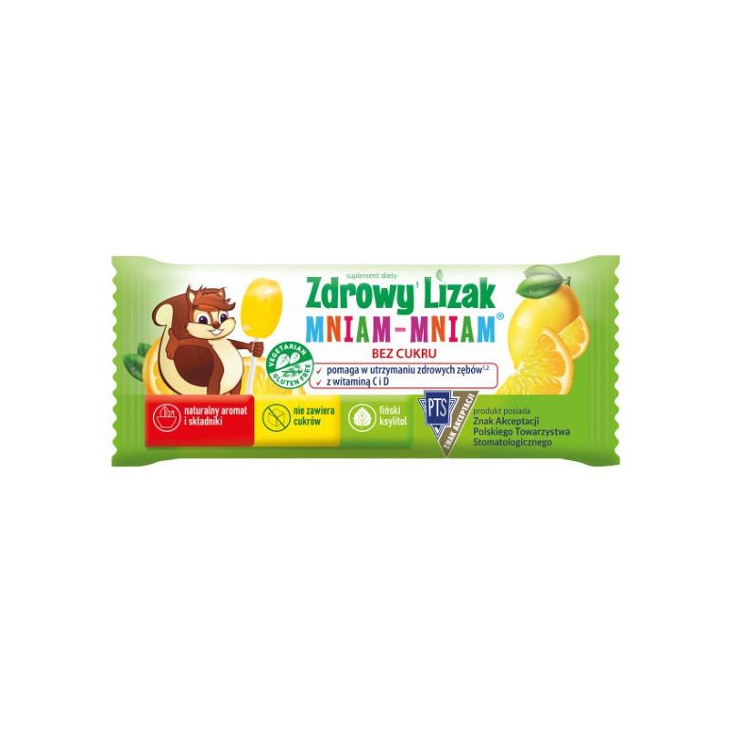 Zdrowy Lizak o smaku cytrynowym, 1 sztuka, 6g, Zdrowy Lizak Mniam-Mniam