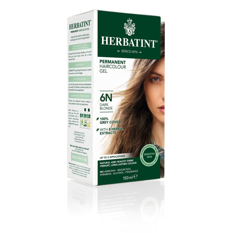Farba do włosów CIEMNY BLOND, Seria Naturalna, 6 N, Herbatint, 135 ml