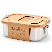 Lunchbox ze stali nierdzewnej z bambusową pokrywką, bez BPA, pojemność 800 ml, Bambaw