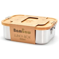 Lunchbox ze stali nierdzewnej z bambusową pokrywką, bez BPA, pojemność 1400 ml, Bambaw