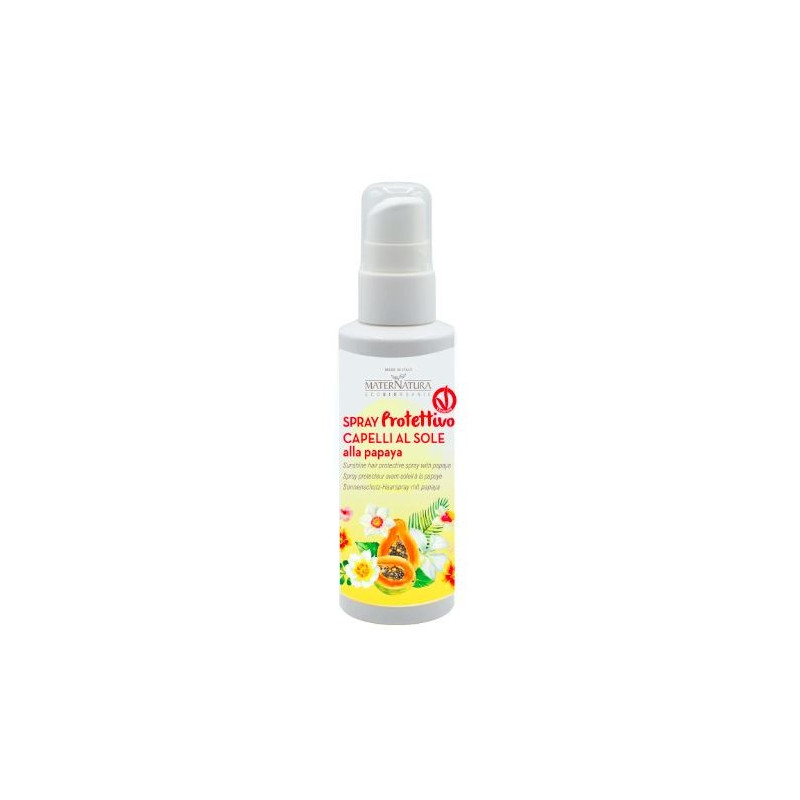 Spray regenerujący do włosów, przed i w czasie ekspozycji na słońce, Mango i papaja, 150 ml, Maternatura
