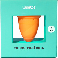 Kubeczek menstruacyjny Lunette, model 2, pomarańczowy + woreczek