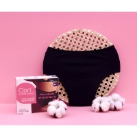 Majtki menstruacyjne ClariUnderwear, bawełna organiczna, czarne, LIGHT FLOW, rozmiar XXXL, Claripharm