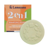 Szampon i żel pod prysznic w kostce 2 w 1, do wszystkich rodzajów włosów, KWIAT POMARAŃCZY, 70 ml, Lamazuna