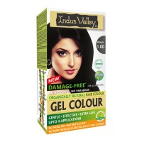 Żelowa farba do włosów, naturalna, najwyższa skuteczność pokrycia siwych włosów, CZARNY, Bio-Natural, halal, Indus Valley