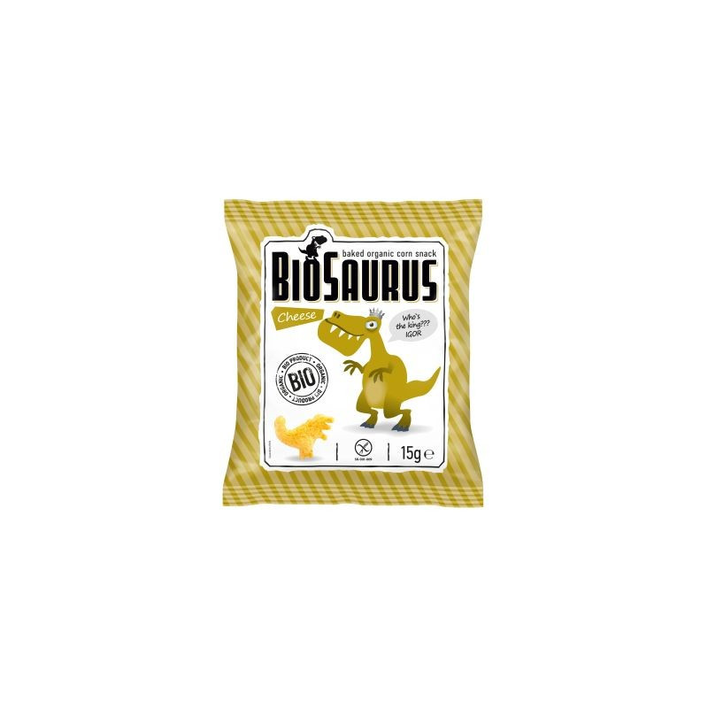 Chrupki kukurydziane o smaku serowym, BEZGLUTENOWE, BIO, 15 g, BioSaurus