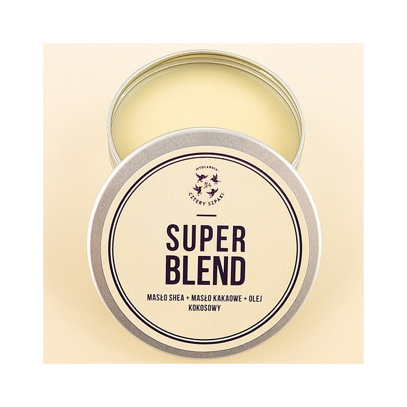 Masło do ciała Super Blend – Masło Shea, Masło Kakaowe, Olej Kokosowy, 150 ml, Cztery Szpaki